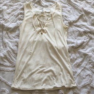 Nordstrom criss cross white tank with draw strings